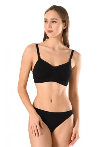 Sutien dama pentru alăptare cu cupe detașabile, culoare negru hover