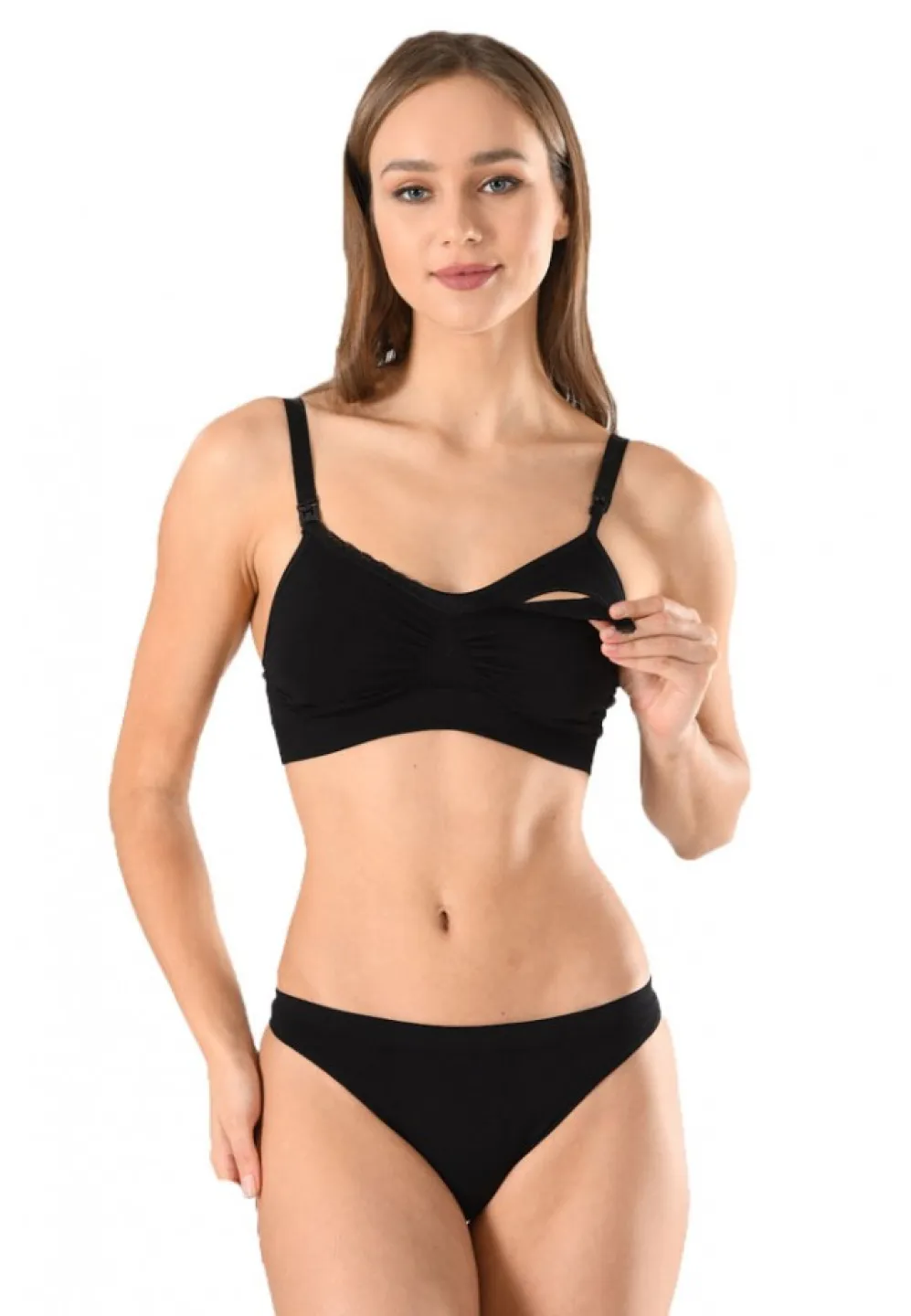 Sutien dama pentru alăptare cu cupe detașabile, culoare negru - 1