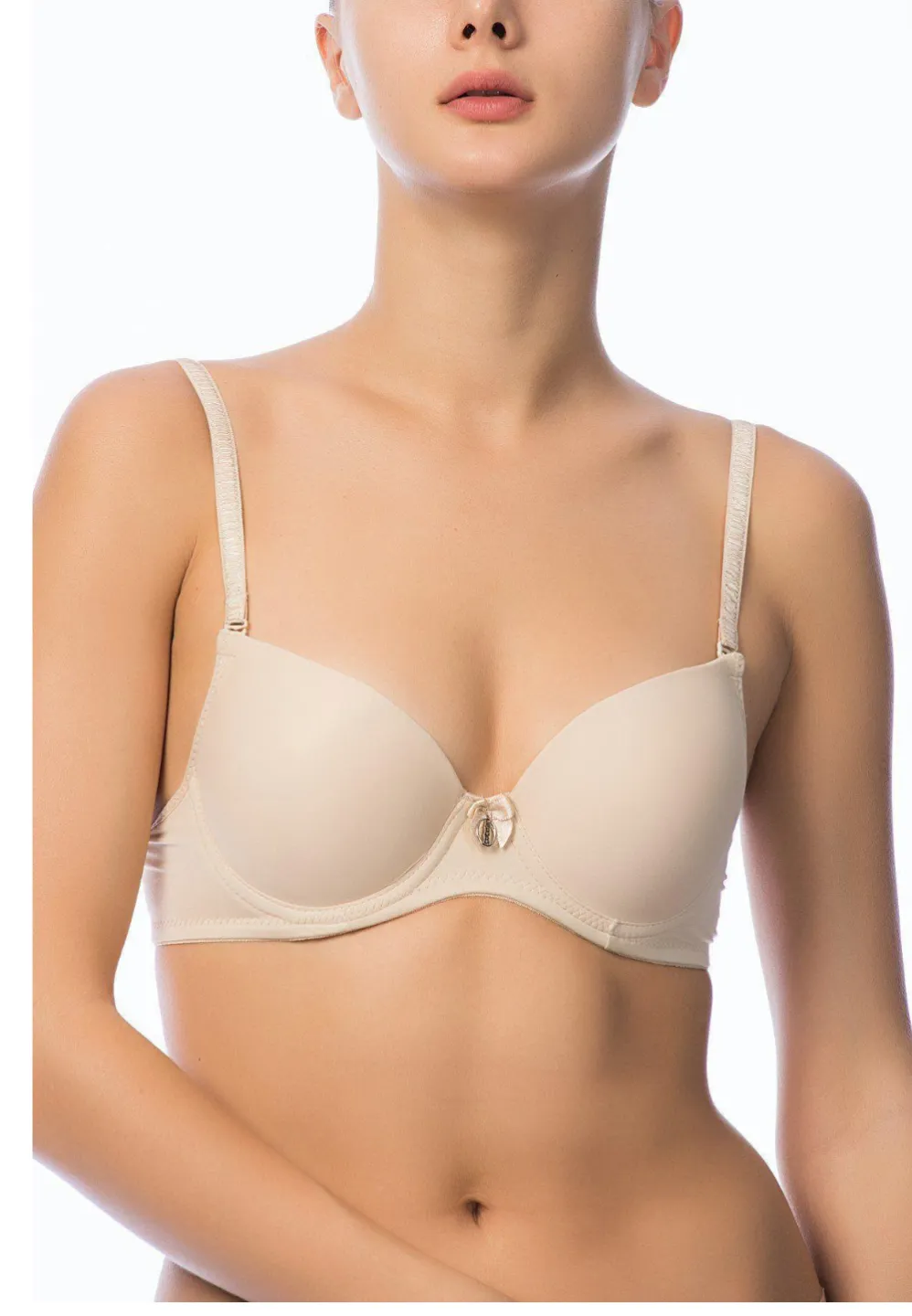 Sutien NBB cu Push-Up, Bretele Detașabile, Culoare Bej - 1