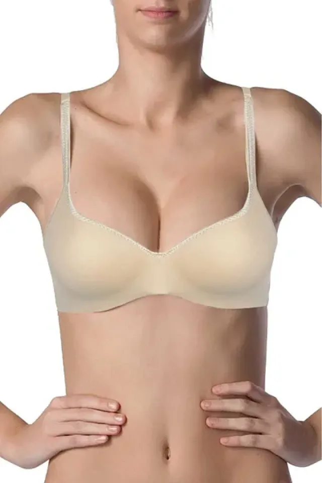 Sutien NBB cu Push-Up, Bretele Fixe, Culoare Bej