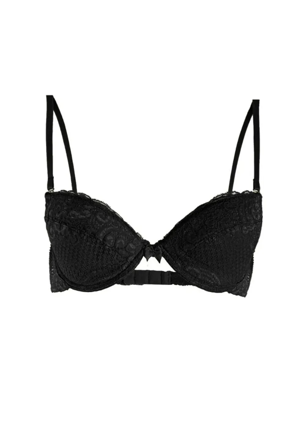 Sutien Push-Up din Dantelă, Negru - 1