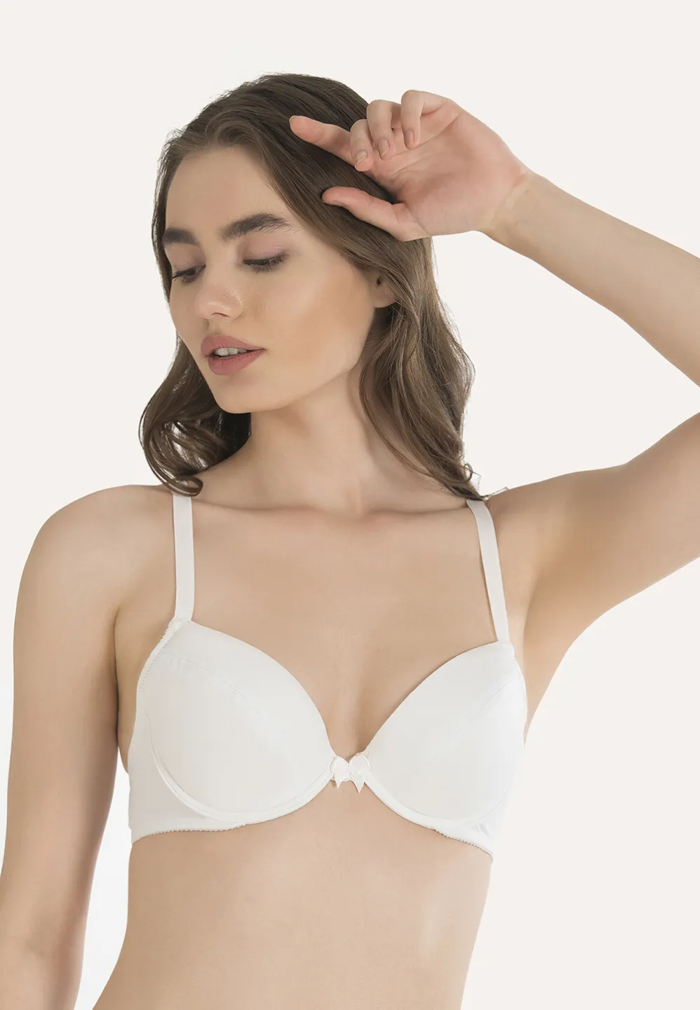 Sutien push-up cu balene, culoare alb - 1