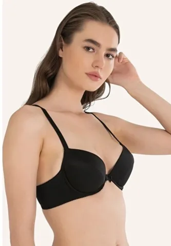 Sutien push-up cu balene, Negru hover