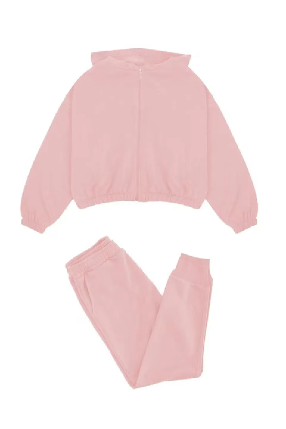 Trening dama din bumbac, maneca lunga si pantaloni lungi, roz - 1