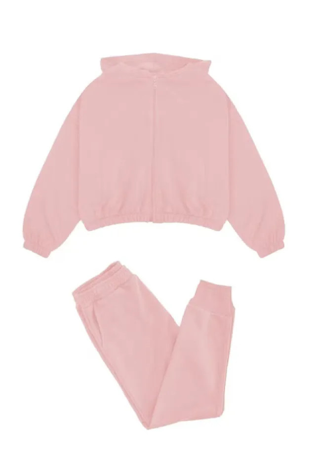 Trening dama din bumbac, maneca lunga si pantaloni lungi, roz