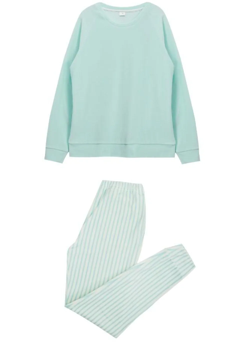 Trening dama din bumbac, maneca lunga si pantaloni lungi, verde - 1