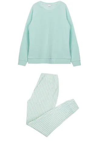 Trening dama din bumbac, maneca lunga si pantaloni lungi, verde