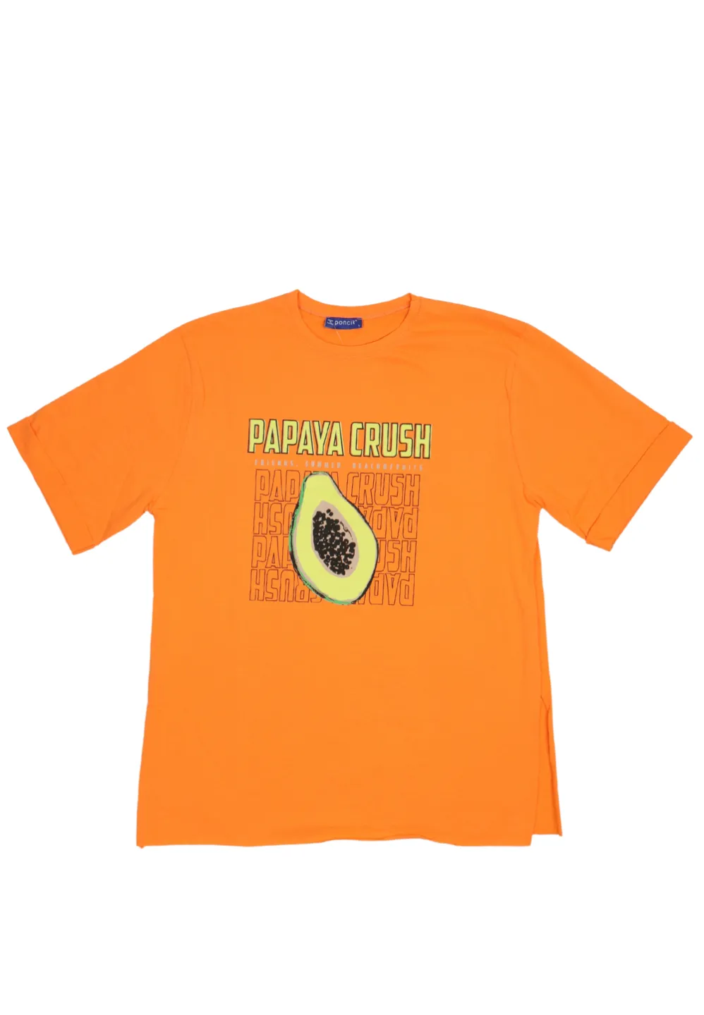 Tricou damă din bumbac, cu imprimeu ,,Papaya Crush'' - portocaliu - 1