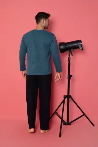 Pijama barbati vatuita, bluza cu maneca lunga si pantaloni lungi, imprimeu ,,New York City'' hover