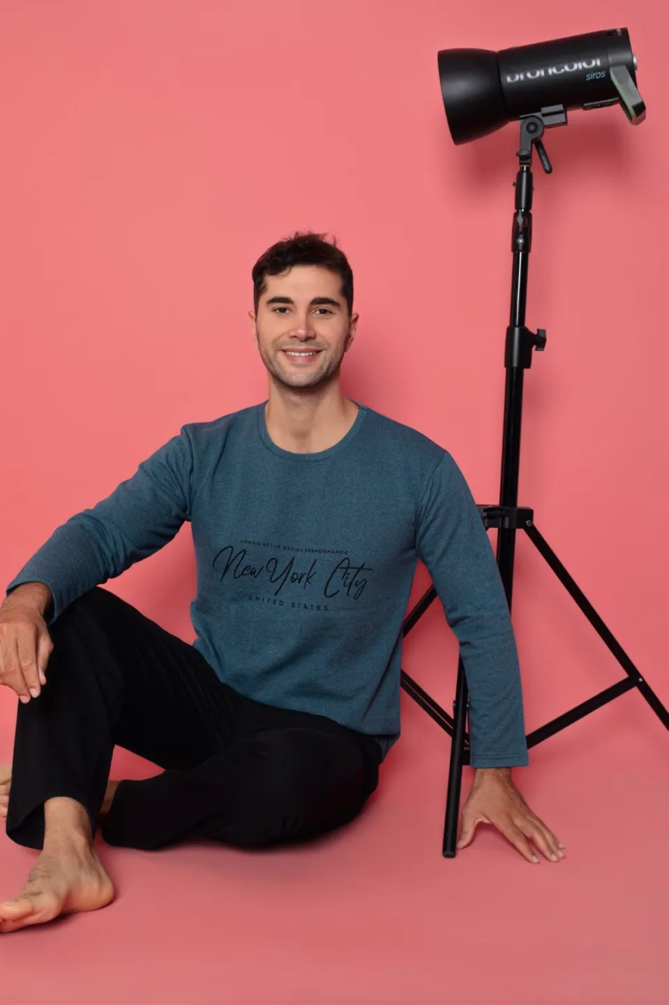 Pijama barbati vatuita, bluza cu maneca lunga si pantaloni lungi, imprimeu ,,New York City'' - 1