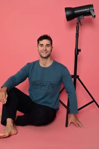 Pijama barbati vatuita, bluza cu maneca lunga si pantaloni lungi, imprimeu ,,New York City''