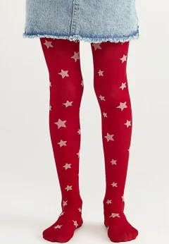 Dres fetițe Penti Young „Little Star", 30 den- mat, imprimeu steluțe, rosu