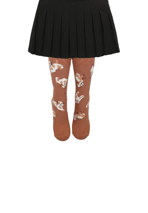 Dres copii maro cu cățeluș – model jucăuș și confortabil