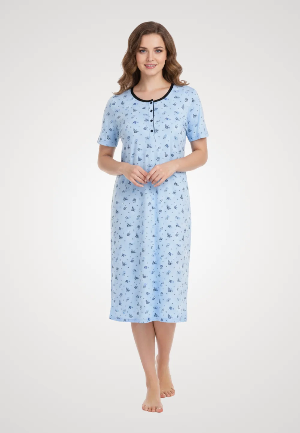 Cămașă de noapte albastra imprimeu ''LOVE''