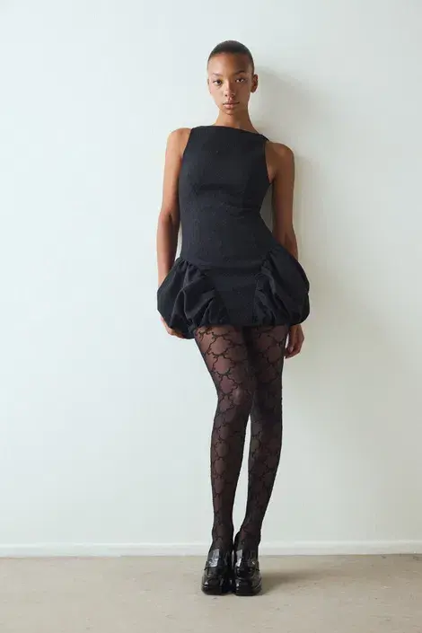 Dres Penti damă Scarlet Ribbon 30 DEN, negru, cu model fundițe