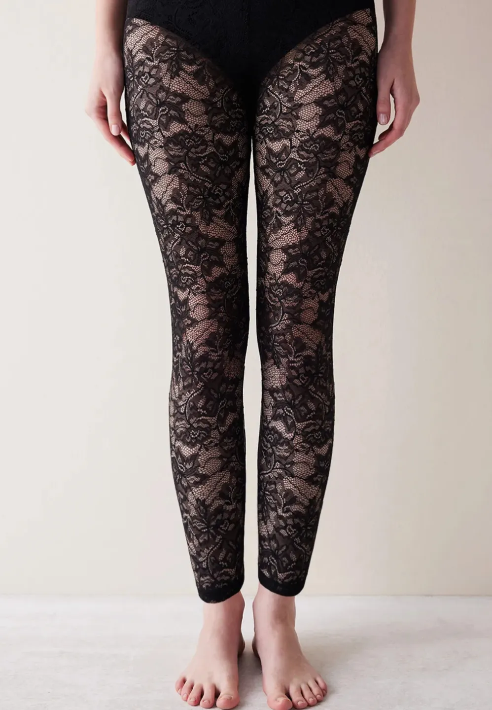 Colanți damă Penti „Lacy” din dantelă- transparent, negru