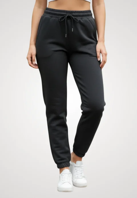 Pantaloni de trening damă din bumbac, culoare negru