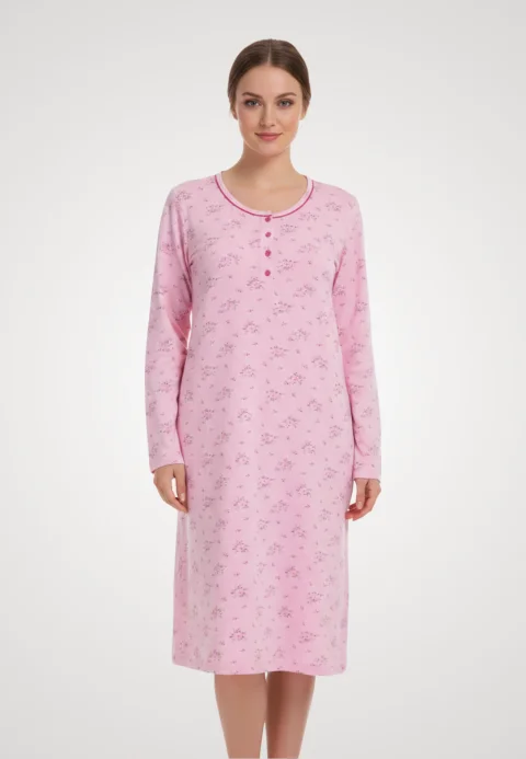 Cămașă de noapte roz cu flori