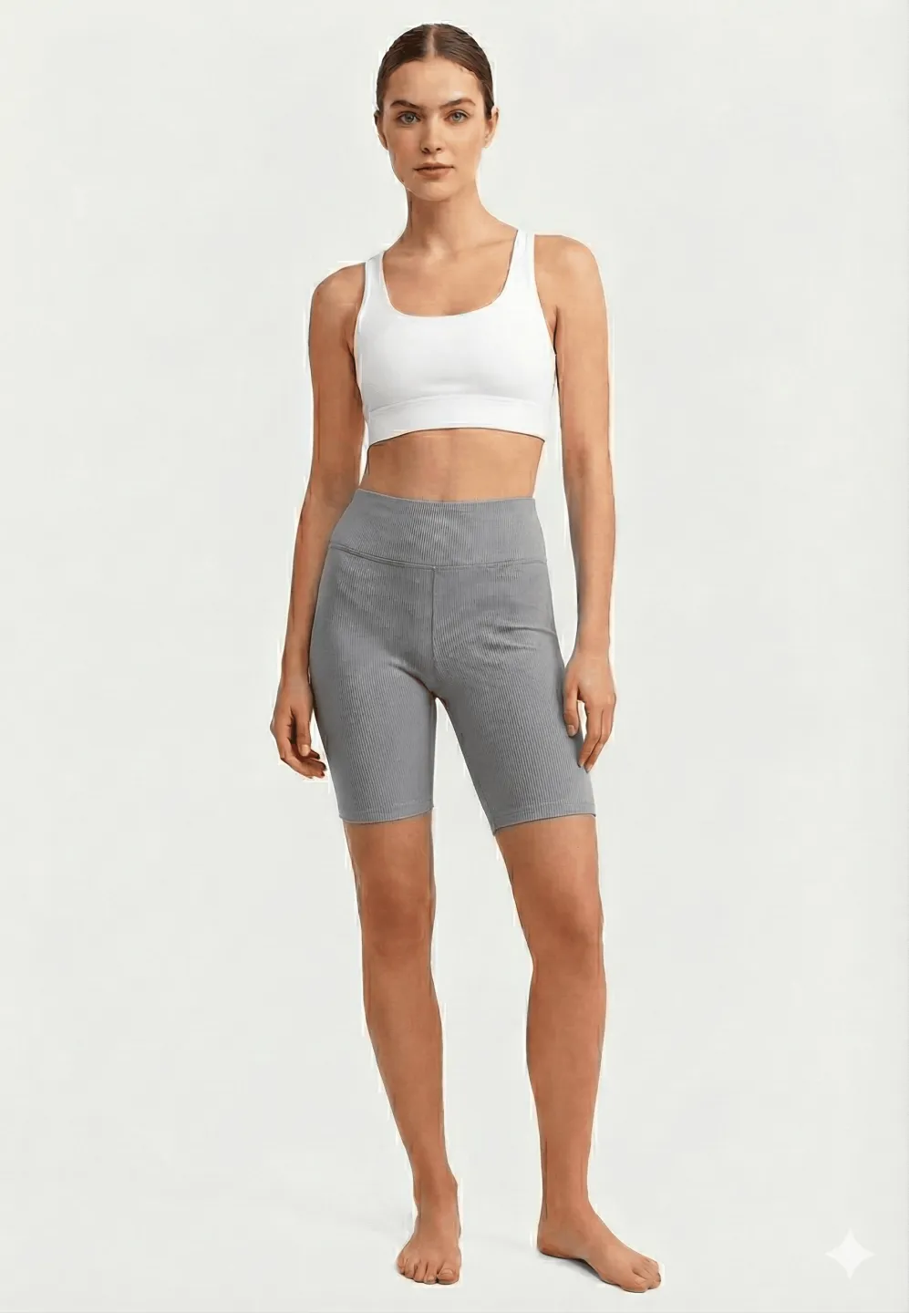 Colanți damă scurți si elastici cu talie înaltă- culoare gri