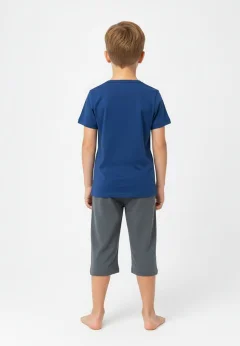 Pijama băieți Paște, albastru – tricou bumbac 100% și pantaloni