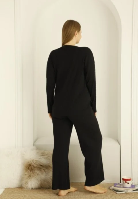 Pijama damă, mânecă lungă și pantaloni lungi, imprimeu Cool