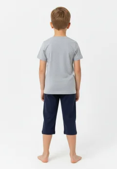 Pijama băieți Paște, gri – tricou bumbac 100% și pantaloni