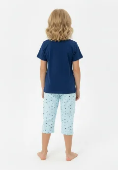 Pijama fete Paște, bleumarin – tricou bumbac 100% și pantaloni
