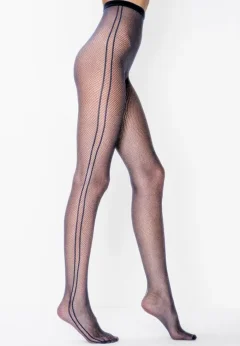 Dres Penti Plasă ,,Line File" cu Romburi Mici și Dungi Laterale – Negru