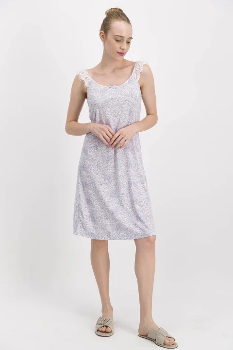 Rochie damă Arnetta alb-albastru cu imprimeu floral