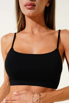Bustieră cu Bretele Subțiri fără Cusături, Negru