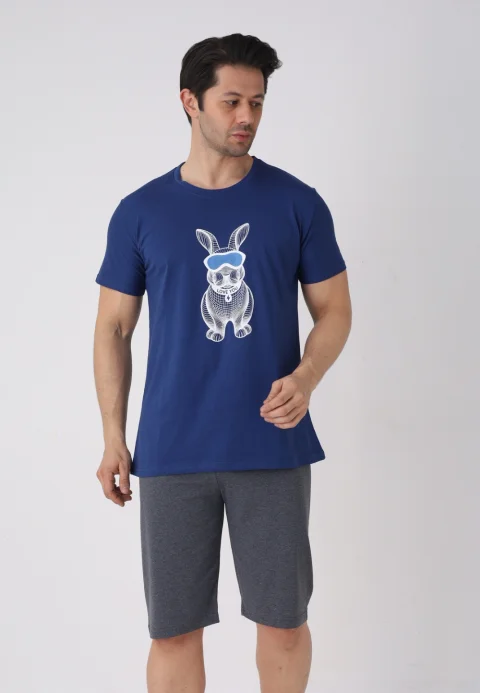 Pijama bărbați Paște, Bluemarin– tricou bumbac 100% și pantaloni 3/4