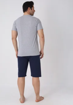 Pijama bărbați Paște, Gri– tricou bumbac 100% și pantaloni 3/4