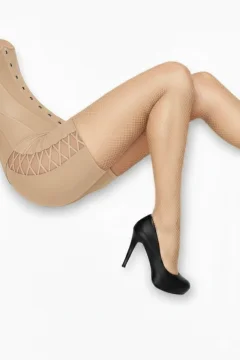 Dres Penti 30 DEN – Opac, Lucios, Imprimeu romburi, Culoare Bej