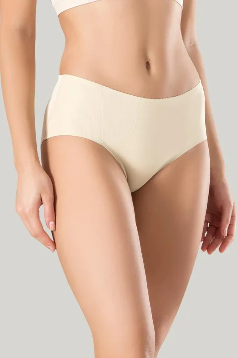 Chilot damă fără cusături , cu margine de silicon moale, tip slip, culoare bej
