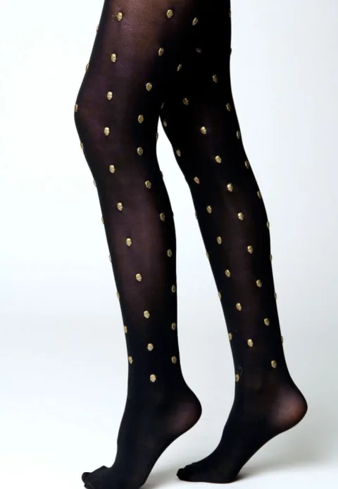 Dres damă Penti 40 DEN ,,Petra''- imprimeu craniu, culoare mov inchis