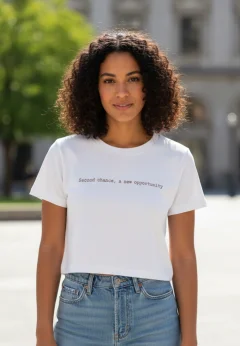 Tricou damă crop top alb cu imprimeu