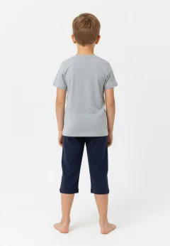 Pijama băieți Paște, gri – tricou bumbac 100% și pantaloni