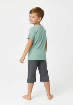 Pijama băieți Paște, verde – tricou bumbac 100% și pantaloni