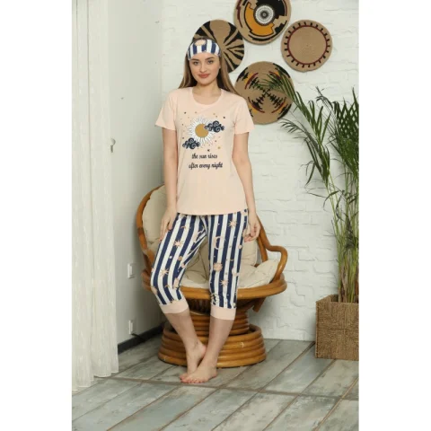 Pijama de Primăvară pentru Dama cu Masca de Dormit Asortată