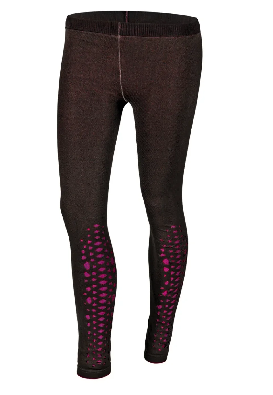 Colanți Sport Penti DUBLI – Roz Neon , Negru, cu Decupaj Plasă în Romburi