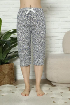 Pantaloni pijama damă 3/4, mov, imprimeu inimi