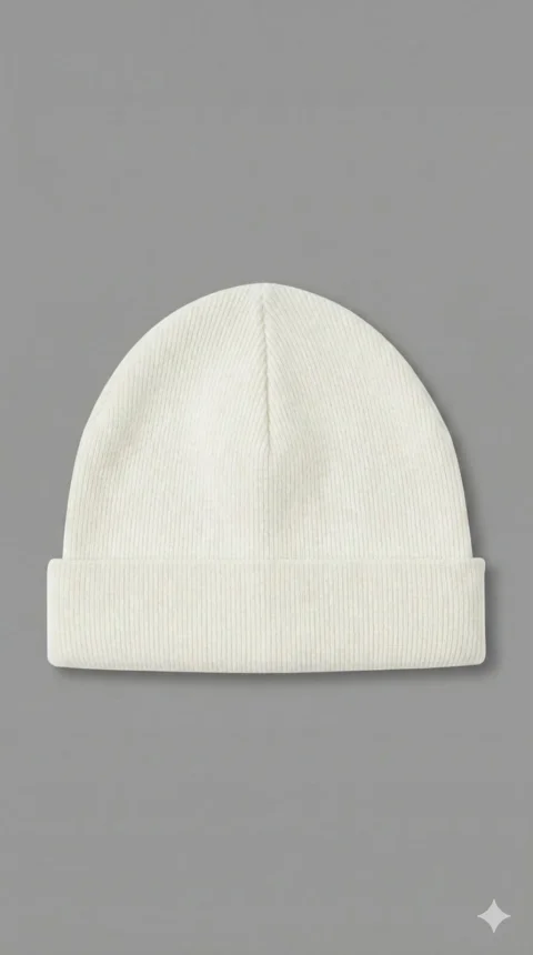 Căciuliță albă pentru copii, raiată și dublată ALB