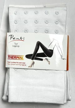 Colanți termici Penti Loly Tayt, albi, cu capse decorative